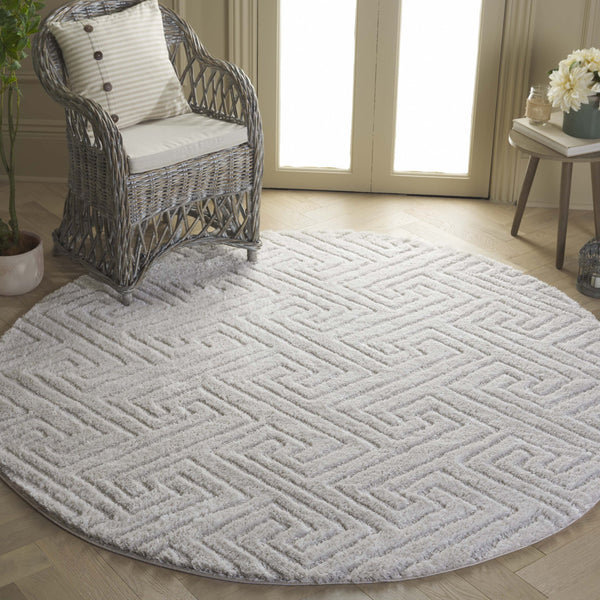 Safavieh Tahoe Luxurious Round Area Rug - Plush Power-loomed Geometric Design For Modern Elegance Ivory 60% Polypropylene,Jute 40% Tho652b-3