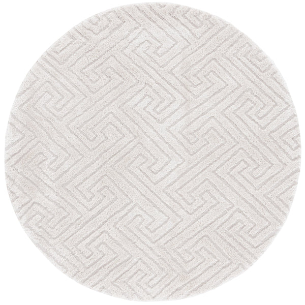 Safavieh Tahoe Luxurious Round Area Rug - Plush Power-loomed Geometric Design For Modern Elegance Ivory 60% Polypropylene,Jute 40% Tho652b-3