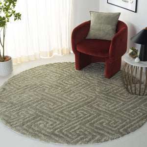 Safavieh Tahoe Luxurious Round Area Rug - Plush Power-loomed Geometric Design For Modern Elegance Sage 60% Polypropylene,Jute 40% Tho652w-10
