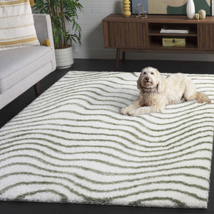 Safavieh Tahoe Shag Area Rug - Luxurious Gold And Ivory Design For Elegant Home Décor And Comfort Ivory ,Green 60% Polypropylene,Jute 40% Tho680w-5