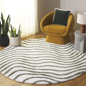 Safavieh Tahoe Shag Area Rug - Luxurious Gold And Ivory Design For Elegant Home Décor And Comfort Ivory ,Green 60% Polypropylene,Jute 40% Tho680w-5