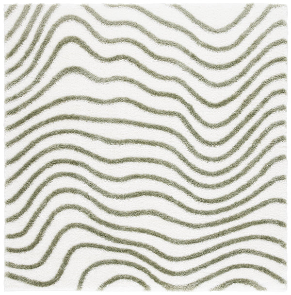 Safavieh Tahoe Shag Area Rug - Luxurious Gold And Ivory Design For Elegant Home Décor And Comfort Ivory ,Green 60% Polypropylene,Jute 40% Tho680w-5