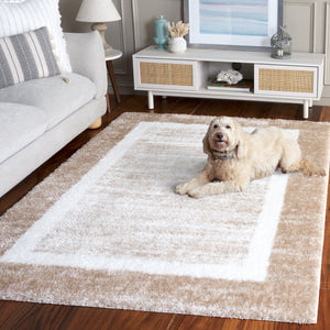 Safavieh Tahoe Luxurious Shag Area Rug - Plush Polyester Pile, Elegant Turkish Design For Timeless Decor Gold ,Ivory 60% Polypropylene,Jute 40% Tho682d-8