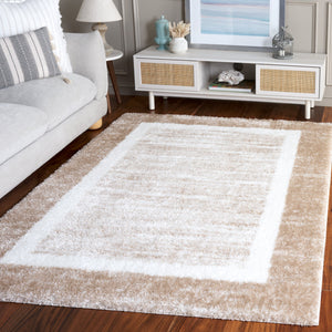 Safavieh Tahoe Luxurious Shag Area Rug - Plush Polyester Pile, Elegant Turkish Design For Timeless Decor Gold ,Ivory 60% Polypropylene,Jute 40% Tho682d-8