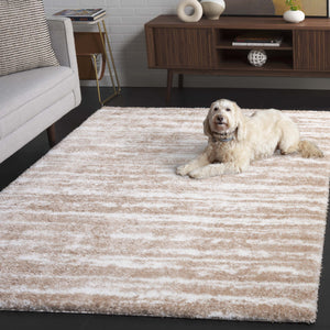Safavieh Tahoe Luxurious Power Loomed Shag Area Rug – Soft, Durable, Elegant Turkish Design For Any Space Ivory ,Gold 60% Polypropylene,Jute 40% Tho686d-8