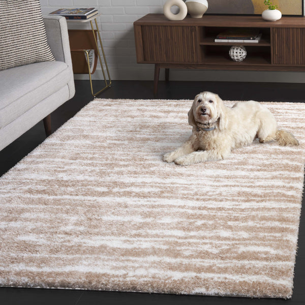 Safavieh Tahoe Luxurious Power Loomed Shag Area Rug – Soft, Durable, Elegant Turkish Design For Any Space Ivory ,Gold 60% Polypropylene,Jute 40% Tho686d-8