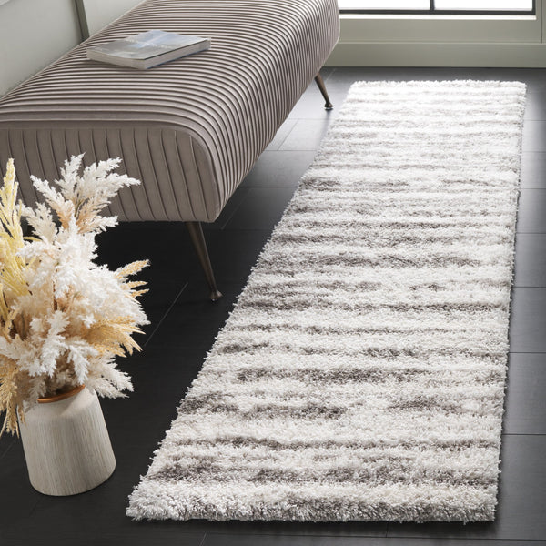 Safavieh Tahoe Luxurious Power Loomed Shag Area Rug – Soft, Durable, Elegant Turkish Design For Any Space Ivory ,Dark Grey 60% Polypropylene,Jute 40% Tho686h-7sq