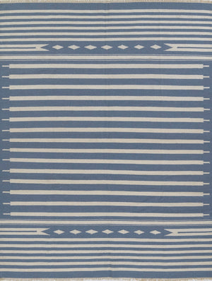 Momeni Erin Gates Thompson THO-1 Billings Hand Woven Contemporary Geometric Indoor Rug Light Blue 7'6" x 9'6"