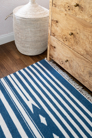 Momeni Erin Gates Thompson THO-1 Billings Hand Woven Contemporary Geometric Indoor Rug Light Blue 7'6" x 9'6"