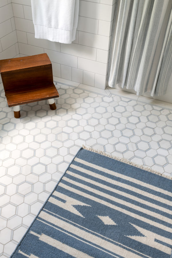 Momeni Erin Gates Thompson THO-1 Billings Hand Woven Contemporary Geometric Indoor Rug Light Blue 7'6" x 9'6"