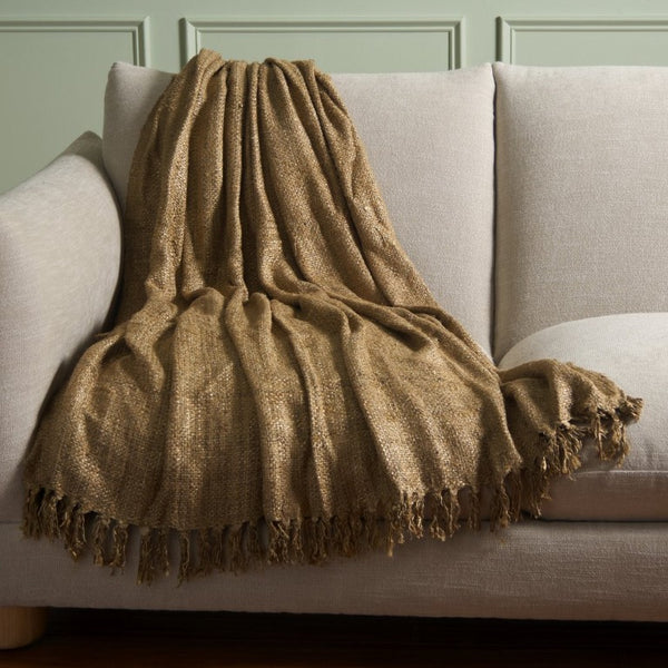 Safavieh Gaia, Breathable Cotton Throw Blanket Versatile Neutral Accent for Sofa or Bed THR5001A-5167