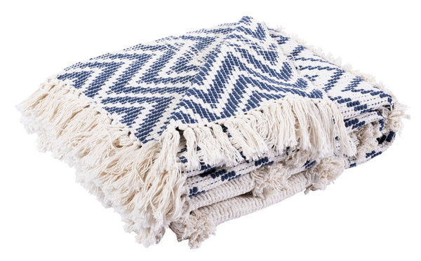 Safavieh Theanna Throw XII23 Ivory / Blue Cotton THR910A-5060