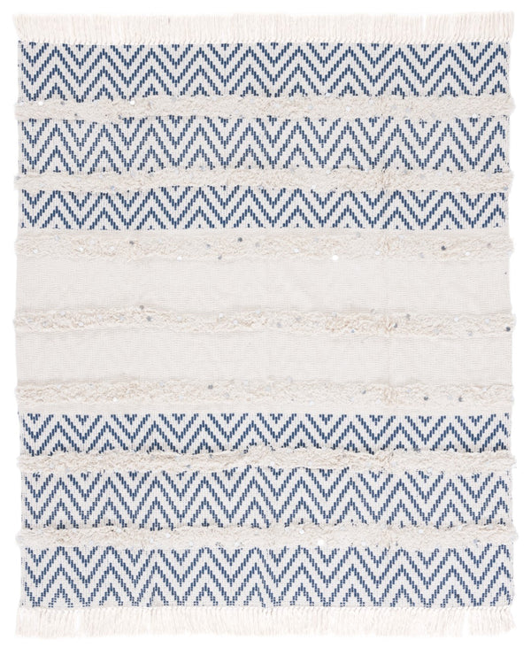 Safavieh Theanna Throw XII23 Ivory / Blue Cotton THR910A-5060