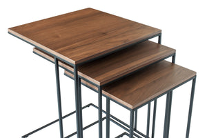 Soho Concept Three End Nesting Tables Set: Walnut Veneer Tops & Sturdy Black Metal Frames For Stylish Living Spaces Walnut,Black  Soho-concept-dining-chair-13975