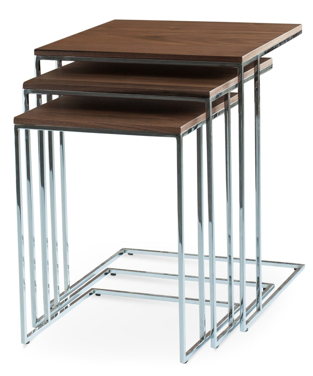 Soho Concept Three End Nesting Tables: Stylish Walnut Veneer Tops With Chrome-plated Metal Frames For Modern Homes Walnut,Chrome  Soho-concept-dining-chair-13976