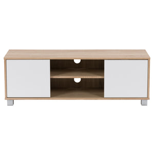 CorLiving Hollywood White and Brown Wood Grain TV Stand with Doors for TVs up to 55" Brown THW-551-B