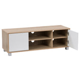 CorLiving Hollywood White and Brown Wood Grain TV Stand with Doors for TVs up to 55" Brown THW-551-B