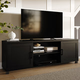 CorLiving Virlomi TV Stand with Open Shelves and Doors, TVs up to 85" Black Ravenwood THW-600-T