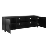 CorLiving Virlomi TV Stand with Open Shelves and Doors, TVs up to 85" Black Ravenwood THW-600-T