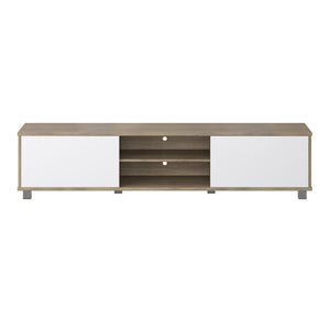 CorLiving Hollywood White and Brown Wood Grain TV Stand with Doors for TVs up to 85" White THW-751-B