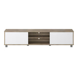CorLiving Hollywood White and Brown Wood Grain TV Stand with Doors for TVs up to 85" White THW-751-B
