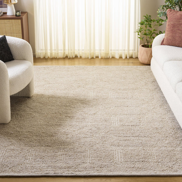 Safavieh Tibetan Hand-Knotted Wool-Cotton Rug In Ivory Beige With Modern Geometric Motif, Plush 5/8" Pile, Durable Elegance 6'-0" x 9'-0" TIB552A-6