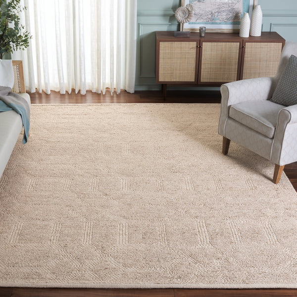 Safavieh Tibetan Hand-Knotted Wool-Cotton Rug In Ivory Beige With Modern Geometric Motif, Plush 5/8" Pile, Durable Elegance 6'-0" x 9'-0" TIB552A-6
