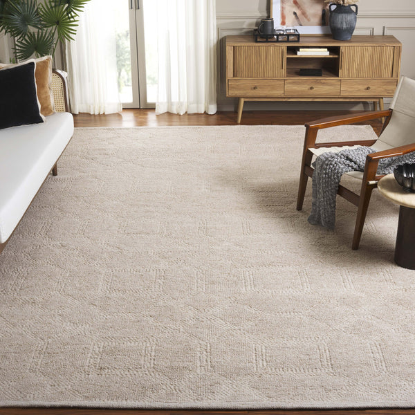 Safavieh Tibetan Hand‑Knotted Wool Rug Ivory Beige — Modern Minimal Geometric Design, Plush 5/8" Pile Comfort 10'-0" x 14'-0" TIB552A-10