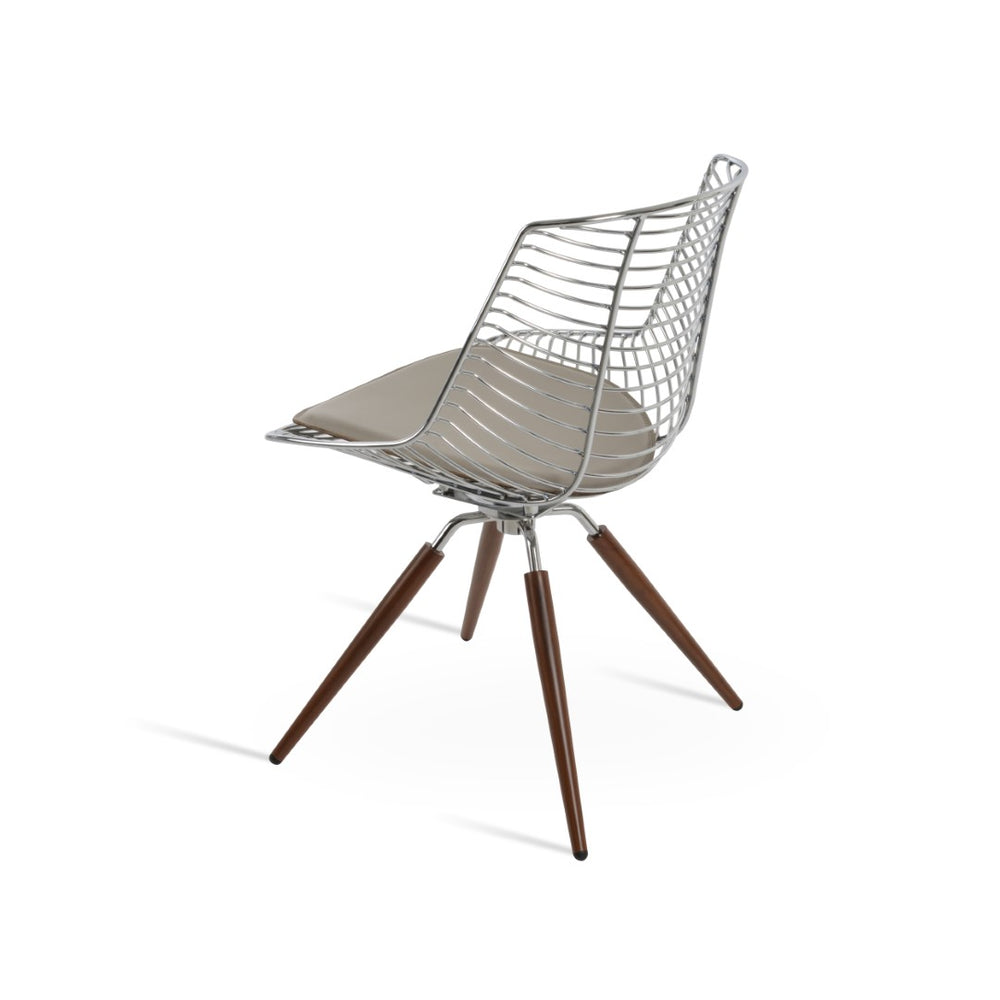 Soho Concept Tiger Wire Chair Dining Chair - Stylish Steel Frame In Chrome/Gold/Brass With Removable Seat Pad Chrome,Walnut  Soho-concept-dining-chair-05970