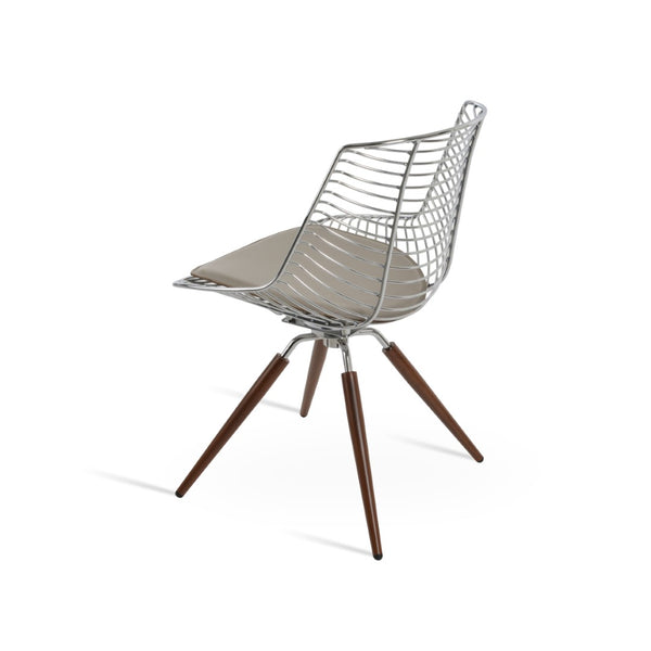 Soho Concept Tiger Wire Chair Dining Chair - Stylish Steel Frame In Chrome/Gold/Brass With Removable Seat Pad Chrome,Walnut  Soho-concept-dining-chair-05970