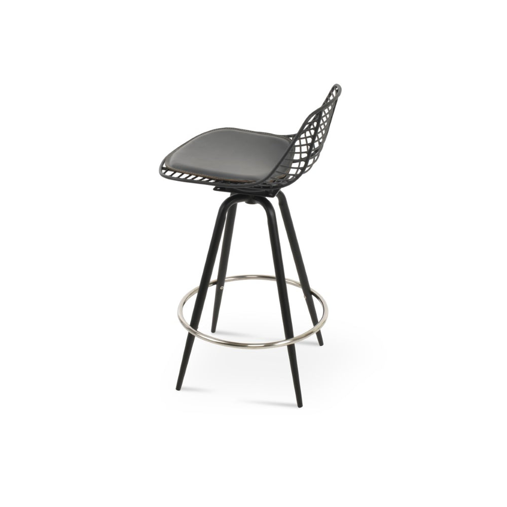 Soho Concept Tiger Carrot Swivel Barstools & Counterstools - Stylish Black Powder Coated Steel Frame, 5-yr Guar Black,Grey Swivel. Solid Metal Top Part Connected To Four Tubular Legs Soho-concept-dining-chair-09894