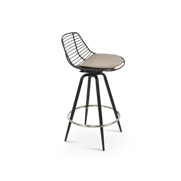 Soho Concept Tiger Mini Max Swivel Barstools & Counterstools - Stylish Black Steel Frame, Removable Padded Seat Black Steel Tubular Legs Black ,S.Steel ,Walnut Finish,Brass Soho-concept-dining-chair-09893