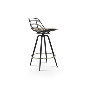 Soho Concept Tiger Mini Max Swivel Barstools & Counterstools - Durable Steel Frame, Stylish Removable Seat Pad Black Steel Tubular Legs Black ,S.Steel ,Walnut Finish,Brass Soho-concept-dining-chair-07201