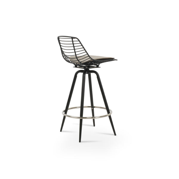 Soho Concept Tiger Mini Max Swivel Barstools & Counterstools - Durable Steel Frame, Stylish Removable Seat Pad Black Steel Tubular Legs Black ,S.Steel ,Walnut Finish,Brass Soho-concept-dining-chair-07201