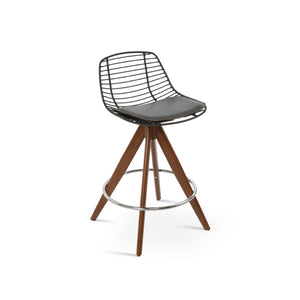 Soho Concept Tiger Mini Pyramid Swivel Stools With Solid Wood Base, Removable Padded Seats In Chrome Or Brass Walnut,Black  Soho-concept-dining-chair-09899