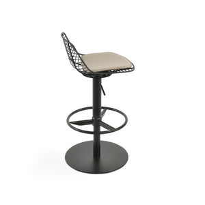 Soho Concept Tiger Mini Piston Stool With Footrest – Stylish Chrome Or Brass Finish, Removable Seat Pad & 5-year Warranty Black  Soho-concept-dining-chair-07204