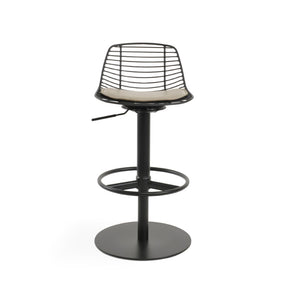 Soho Concept Tiger Mini Piston Stool With Footrest – Stylish Chrome Or Brass Finish, Removable Seat Pad & 5-year Warranty Black  Soho-concept-dining-chair-09896