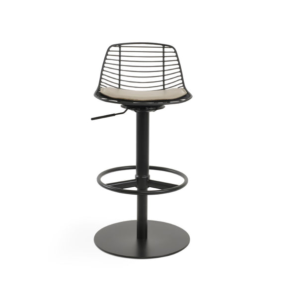 Soho Concept Tiger Mini Piston Stool With Footrest – Stylish Chrome Or Brass Finish, Removable Seat Pad & 5-year Warranty Black  Soho-concept-dining-chair-09896