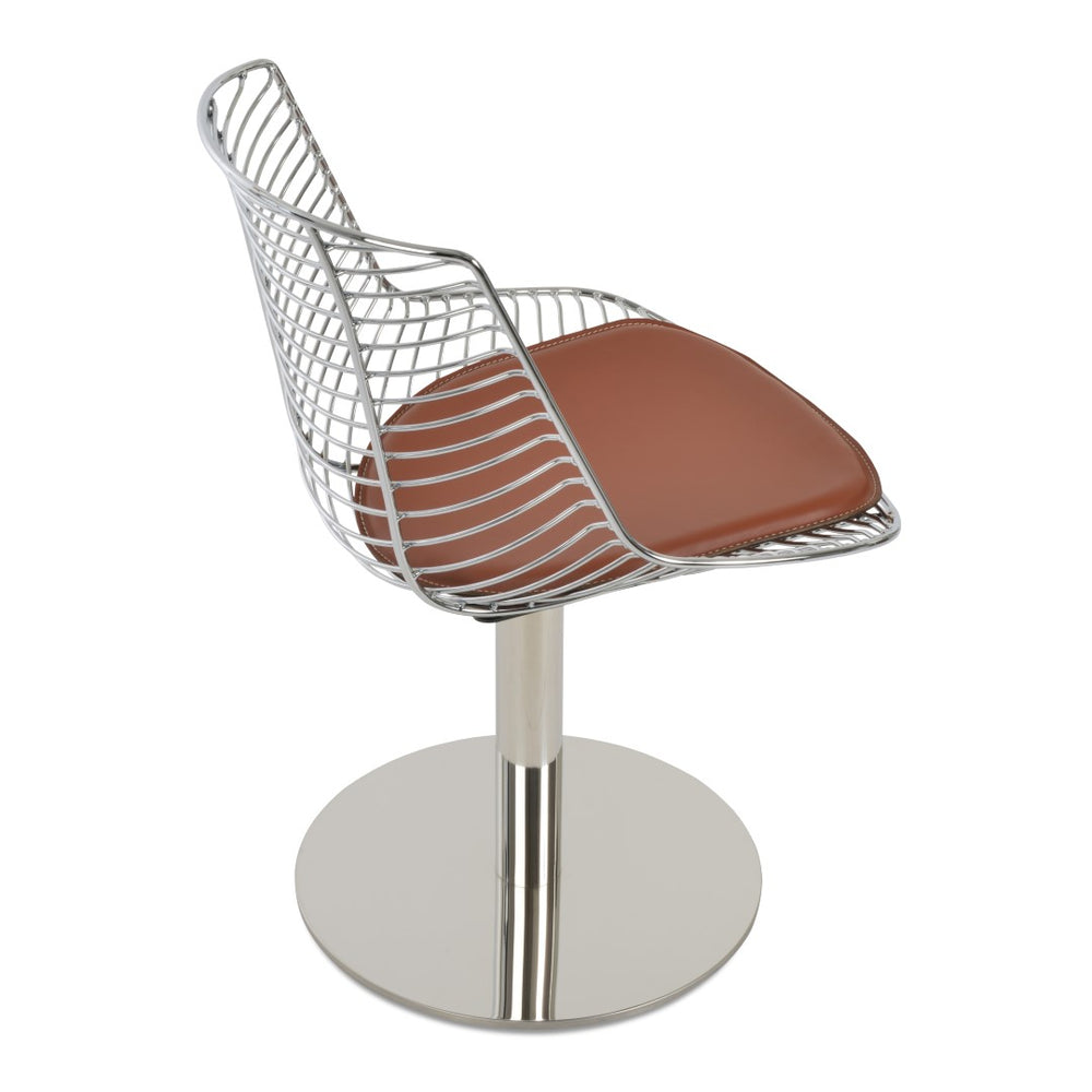 Soho Concept Tiger Mini Piston Dining Chair - Adjustable Steel Frame With Chrome Or Brass Finish & Removable Seat Pad Cinnamon  Soho-concept-dining-chair-05977