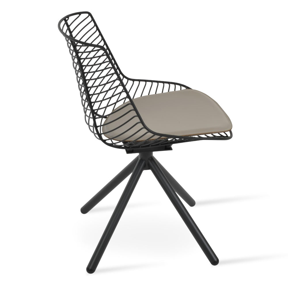 Soho Concept Tiger Stick Swivel Chair - Stylish Steel Frame With Removable Seat Pad, Perfect For Indoor & Outdoor Use Fr Bone  Soho-concept-dining-chair-06002