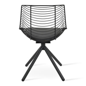 Soho Concept Tiger Stick Swivel Chair - Stylish Steel Frame With Removable Seat Pad, Perfect For Indoor & Outdoor Use Black  Soho-concept-dining-chair-06000