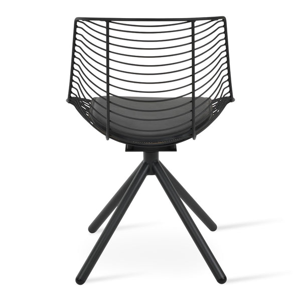 Soho Concept Tiger Stick Swivel Chair - Stylish Steel Frame With Removable Seat Pad, Perfect For Indoor & Outdoor Use Black  Soho-concept-dining-chair-06000