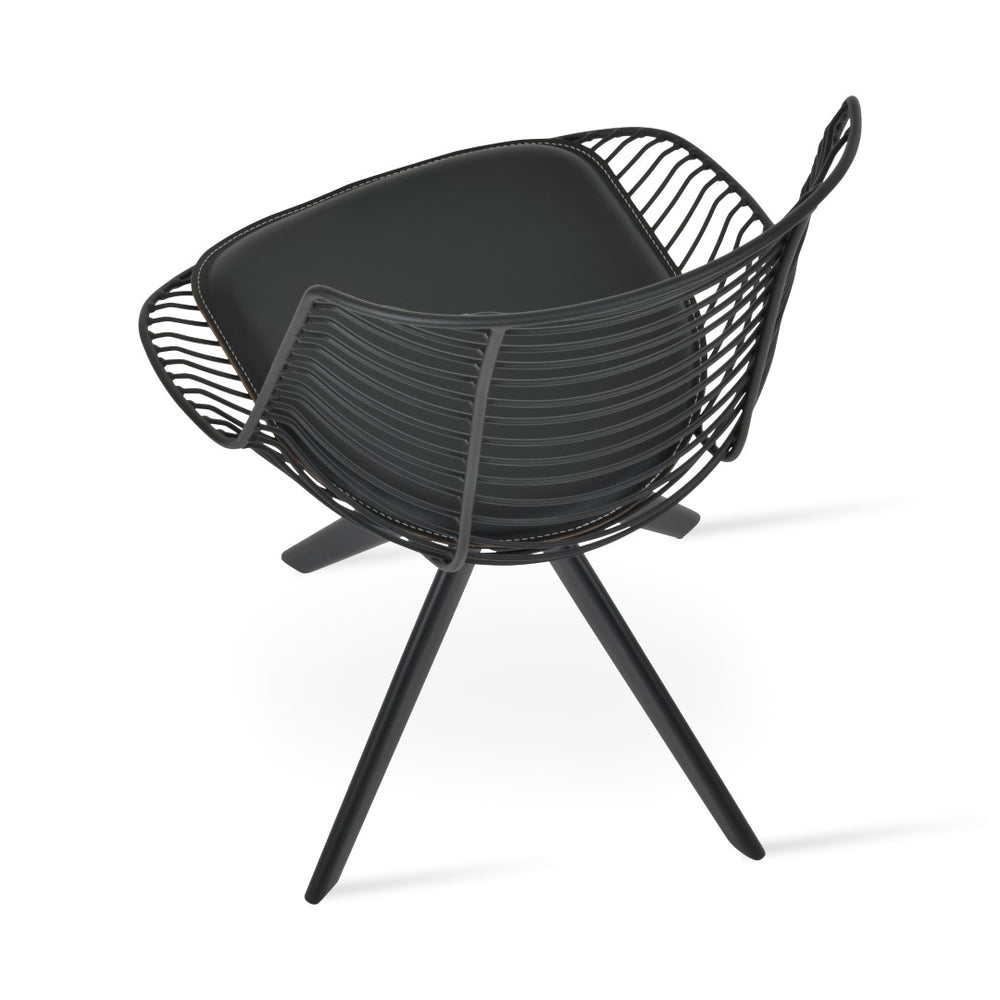 Soho Concept Tiger Sword Swivel Chair – Stylish Black Powder Coated Dining Chair With Removable Seat Pad & Guarantee Black  Soho-concept-dining-chair-06005