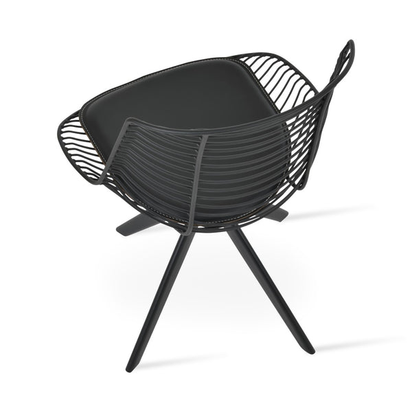 Soho Concept Tiger Sword Swivel Chair – Stylish Black Powder Coated Dining Chair With Removable Seat Pad & Guarantee Black  Soho-concept-dining-chair-06004