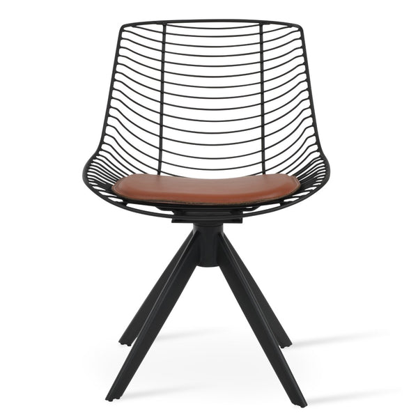 Soho Concept Tiger Sword Swivel Chair – Stylish Black Powder Coated Dining Chair With Removable Seat Pad & Guarantee Black  Soho-concept-dining-chair-06006