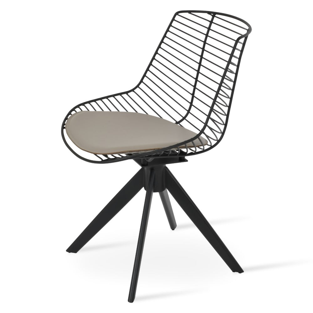Soho Concept Tiger Sword Swivel Chair – Stylish Black Powder Coated Dining Chair With Removable Seat Pad & Guarantee Black  Soho-concept-dining-chair-06005
