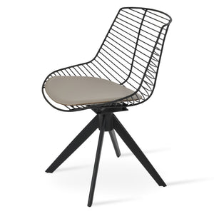 Soho Concept Tiger Sword Swivel Chair – Stylish Black Powder Coated Dining Chair With Removable Seat Pad & Guarantee Black  Soho-concept-dining-chair-06005