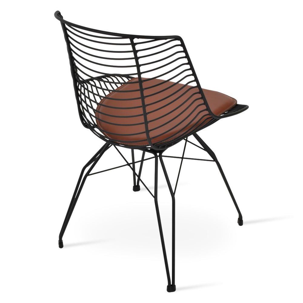 Soho Concept Tiger Wire Chair - Stylish Steel Frame Dining Chair With Removable Seat Pad & Outdoor Durability Black  Soho-concept-dining-chair-06023