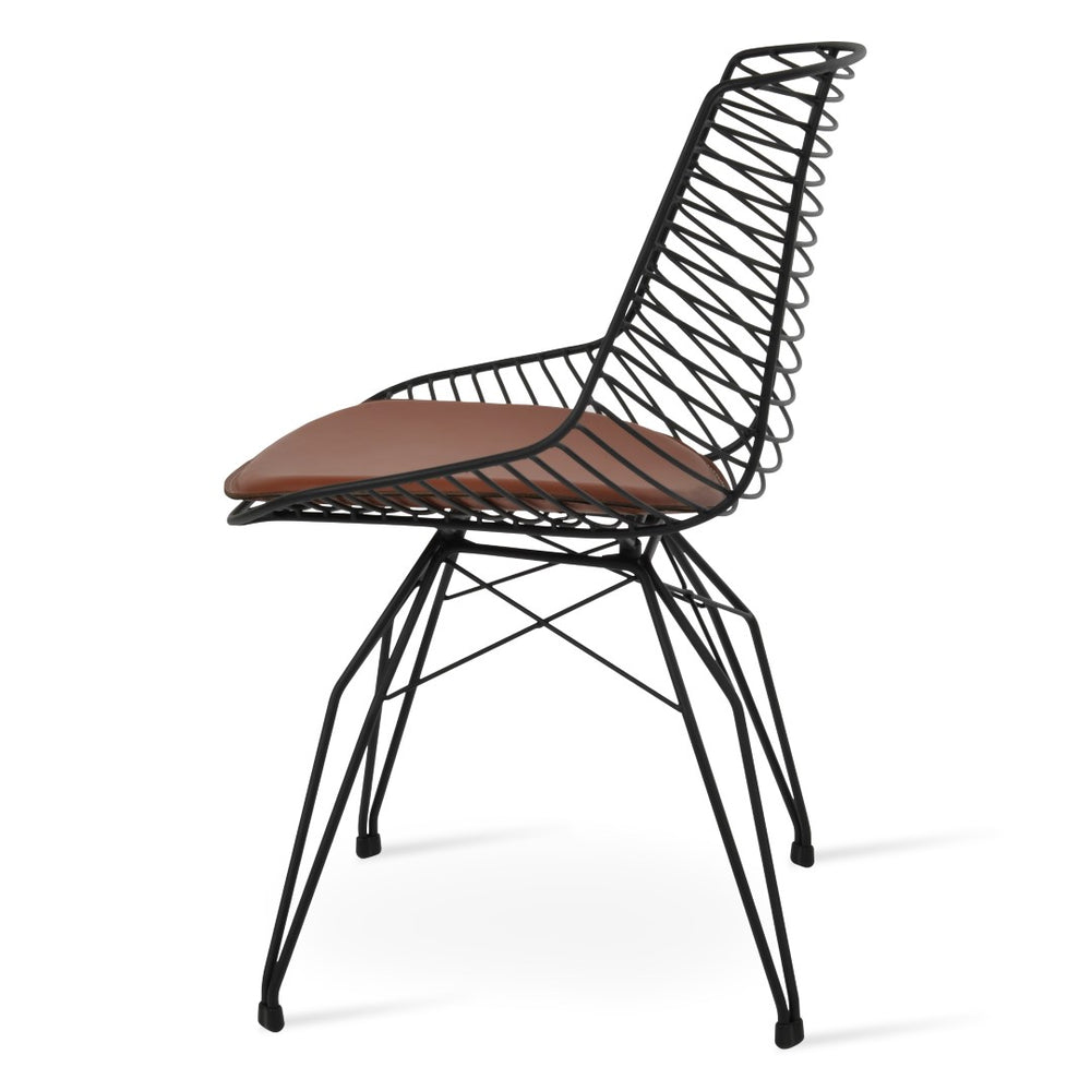 Soho Concept Tiger Wire Chair - Stylish Steel Frame Dining Chair With Removable Seat Pad & Outdoor Durability Black  Soho-concept-dining-chair-06023