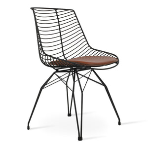 Soho Concept Tiger Wire Chair - Stylish Steel Frame Dining Chair With Removable Seat Pad & Outdoor Durability Black  Soho-concept-dining-chair-06023